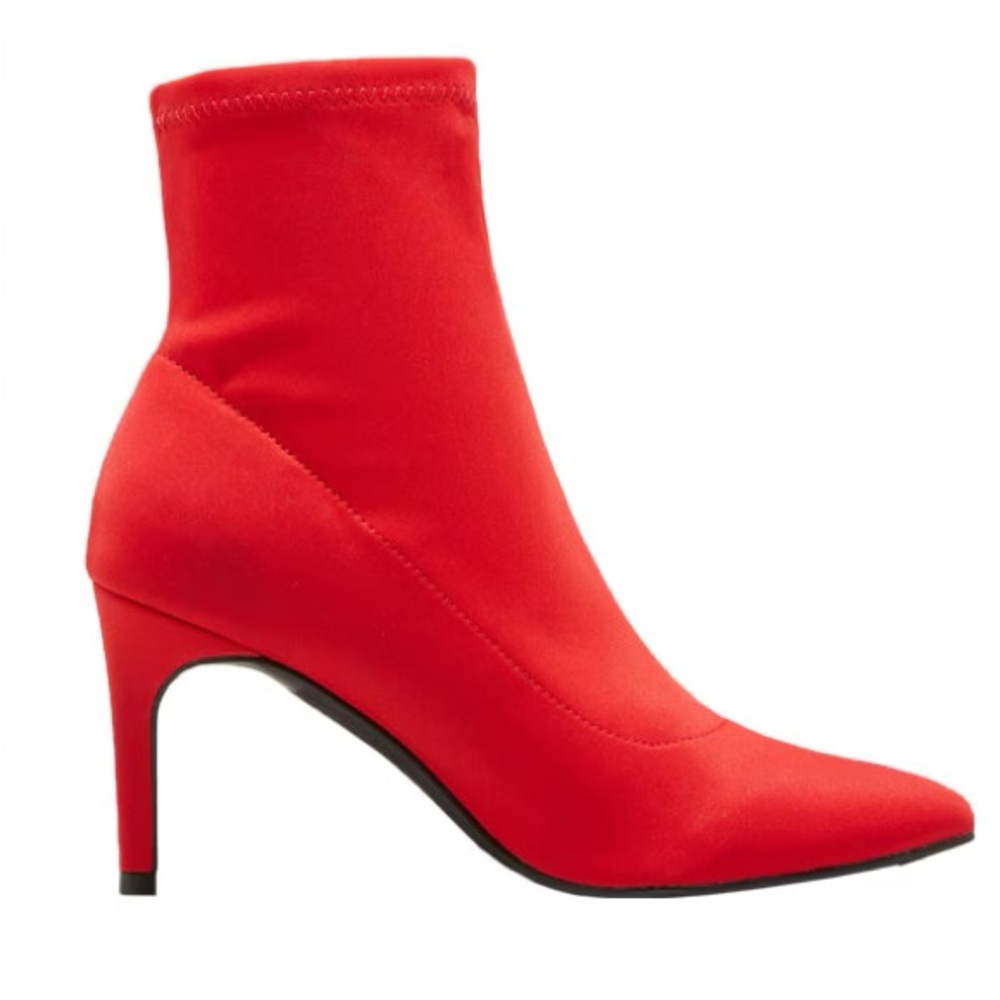 A New Day “Cady” Red Stiletto Sock Ankle Booties